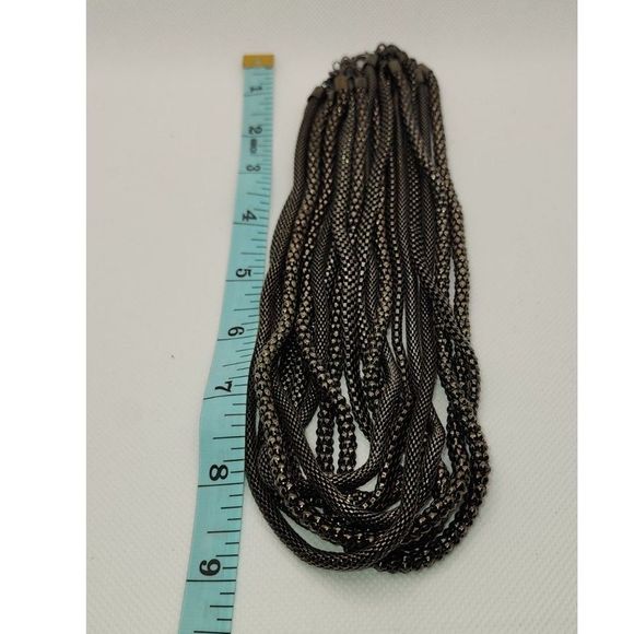 Hematite Beaded Rope Multi-Strand Layered Necklace 9" - Picture 4 of 5